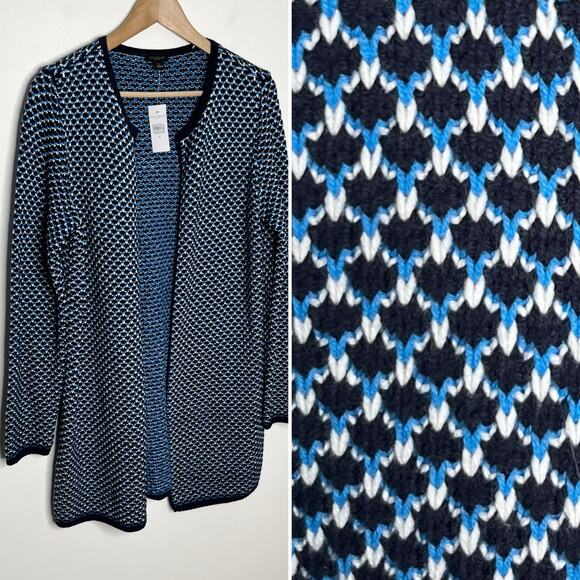 Ann Taylor Womens Open Front Cardigan Sweater Medium Blue Knit Long Sleeve - Picture 1 of 11